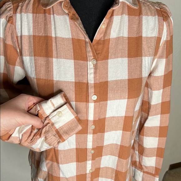 Loft Plaid Checkered Button Down Top Size XS - Picture 3 of 6